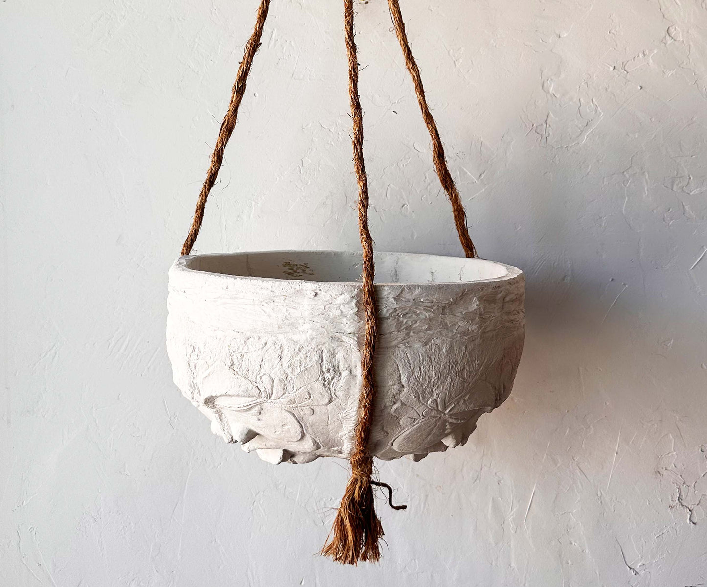 white sunburst hanging planter